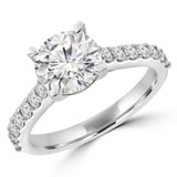 Round Lab Created Diamond Cathedral Solitaire with Accents Engagement Ring in White Gold (MVSLG1305-W)