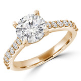 Round Lab Created Diamond Cathedral Solitaire with Accents Engagement Ring in Yellow Gold (MVSLG1305-Y)