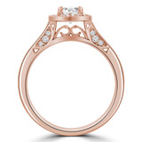 Round Lab Created Diamond Marquise Cathedral Halo Engagement Ring in Rose Gold (MVSLG1306-R)