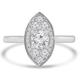 Round Lab Created Diamond Marquise Cathedral Halo Engagement Ring in White Gold (MVSLG1306-W)