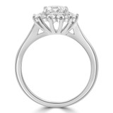 Round Lab Created Diamond Tapered Floral Halo Engagement Ring in White Gold (MVSLG1308-W)