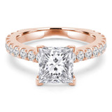 Princess Lab Created Diamond Cathedral Solitaire with Accents Engagement Ring in Rose Gold (MVSLG1309-R)