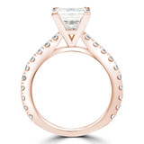 Princess Lab Created Diamond Cathedral Solitaire with Accents Engagement Ring in Rose Gold (MVSLG1309-R)