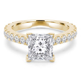Princess Lab Created Diamond Cathedral Solitaire with Accents Engagement Ring in Yellow Gold (MVSLG1309-Y)