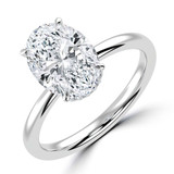 Oval Lab Created Diamond Hidden Halo Solitaire with Accents Engagement Ring in White Gold (MVSLG1310-W)