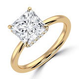 Princess Lab Created Diamond Hidden Halo Solitaire with Accents Engagement Ring in Yellow Gold (MVSLG1311-Y)