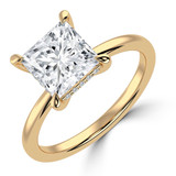 Princess Lab Created Diamond Hidden Halo Solitaire with Accents Engagement Ring in Yellow Gold (MVSLG1312-Y)