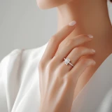 Emerald Lab Created Diamond Hidden Halo Solitaire with Accents Engagement Ring in Rose Gold (MVSLG1313-R)