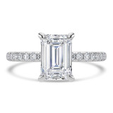 Emerald Lab Created Diamond Hidden Halo Solitaire with Accents Engagement Ring in White Gold (MVSLG1313-W)