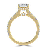 Emerald Lab Created Diamond Cathedral Open Bridge Hidden Halo Solitaire with Accents Engagement Ring in Yellow Gold (MVSLG1314-Y)