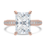 Radiant Lab Created Diamond Hidden Halo Solitaire with Accents Engagement Ring in Rose Gold (MVSLG1315-R)