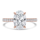 Oval Lab Created Diamond Cathedral Open Bridge Hidden Halo Solitaire with Accents Engagement Ring in Rose Gold (MVSLG1316-R)