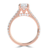 Oval Lab Created Diamond Cathedral Open Bridge Hidden Halo Solitaire with Accents Engagement Ring in Rose Gold (MVSLG1316-R)