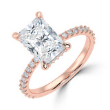 Radiant Lab Created Diamond Open Bridge Hidden Halo Solitaire with Accents Engagement Ring in Rose Gold (MVSLG1320-R)