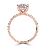 Radiant Lab Created Diamond Open Bridge Hidden Halo Solitaire with Accents Engagement Ring in Rose Gold (MVSLG1320-R)