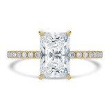 Radiant Lab Created Diamond Open Bridge Hidden Halo Solitaire with Accents Engagement Ring in Yellow Gold (MVSLG1320-Y)