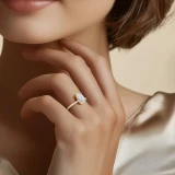 Oval Lab Created Diamond Open Bridge Solitaire with Accents Engagement Ring in Yellow Gold (MVSLG1321-Y)