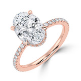 Oval Lab Created Diamond Hidden Halo Solitaire with Accents Engagement Ring in Rose Gold (MVSLG1322-R)
