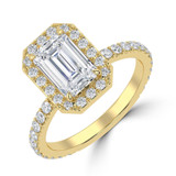 Emerald Lab Created Diamond Emerald Halo Engagement Ring in Yellow Gold (MVSLG1324-Y)