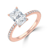 Radiant Lab Created Diamond Hidden Halo Solitaire with Accents Engagement Ring in Rose Gold (MVSLG1325-R)