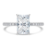 Radiant Lab Created Diamond Hidden Halo Solitaire with Accents Engagement Ring in White Gold (MVSLG1325-W)