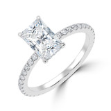 Radiant Lab Created Diamond Hidden Halo Solitaire with Accents Engagement Ring in White Gold (MVSLG1325-W)
