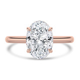Oval Lab Created Diamond Cathedral Open Bridge Hidden Halo Solitaire with Accents Engagement Ring in Rose Gold (MVSLG1326-R)