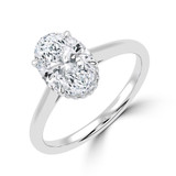 Oval Lab Created Diamond Cathedral Open Bridge Hidden Halo Solitaire with Accents Engagement Ring in White Gold (MVSLG1326-W)
