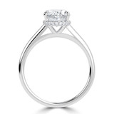 Oval Lab Created Diamond Cathedral Open Bridge Hidden Halo Solitaire with Accents Engagement Ring in White Gold (MVSLG1326-W)