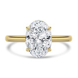 Oval Lab Created Diamond Cathedral Open Bridge Hidden Halo Solitaire with Accents Engagement Ring in Yellow Gold (MVSLG1326-Y)