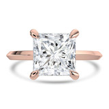 Princess Lab Created Diamond Tapered Edge Hidden Halo Solitaire with Accents Engagement Ring in Rose Gold (MVSLG1335-R)