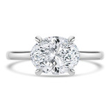 Oval Lab Created Diamond Cathedral Open Bridge Solitaire Engagement Ring in White Gold (MVSLG1337-W)