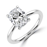 Cushion Lab Created Diamond Open Bridge Hidden Halo Solitaire with Accents Engagement Ring in White Gold (MVSLG1338-W)