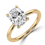 Cushion Lab Created Diamond Open Bridge Hidden Halo Solitaire with Accents Engagement Ring in Yellow Gold (MVSLG1338-Y)
