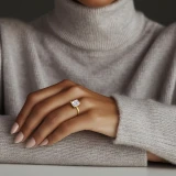 Cushion Lab Created Diamond Open Bridge Hidden Halo Solitaire with Accents Engagement Ring in Yellow Gold (MVSLG1338-Y)