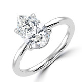 Pear Lab Created Diamond Open Bridge Hidden Halo Solitaire with Accents Engagement Ring in White Gold (MVSLG1339-W)