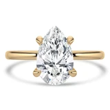 Pear Lab Created Diamond Open Bridge Hidden Halo Solitaire with Accents Engagement Ring in Yellow Gold (MVSLG1339-Y)