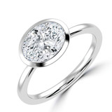 Oval Lab Created Diamond Open Bridge Bezel Set Solitaire Engagement Ring in White Gold (MVSLG1341-W)