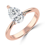 Pear Lab Created Diamond Tapered Solitaire Engagement Ring in Rose Gold (MVSLG1343-R)