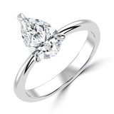 Pear Lab Created Diamond Tapered Solitaire Engagement Ring in White Gold (MVSLG1343-W)