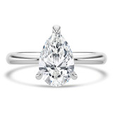 Pear Lab Created Diamond Tapered Solitaire Engagement Ring in White Gold (MVSLG1343-W)