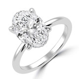 Oval Lab Created Diamond Open Bridge Hidden Halo Solitaire with Accents Engagement Ring in White Gold (MVSLG1346-W)