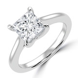 Princess Lab Created Diamond Cathedral Trellis Solitaire Engagement Ring in White Gold (MVSLG1350-W)