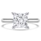 Princess Lab Created Diamond Cathedral Trellis Solitaire Engagement Ring in White Gold (MVSLG1350-W)