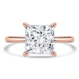 Princess Lab Created Diamond Hidden Halo Solitaire with Accents Engagement Ring in Rose Gold (MVSLG1352-R)