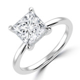 Princess Lab Created Diamond Hidden Halo Solitaire with Accents Engagement Ring in White Gold (MVSLG1352-W)