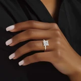 Princess Lab Created Diamond Hidden Halo Solitaire with Accents Engagement Ring in White Gold (MVSLG1352-W)