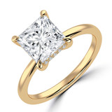 Princess Lab Created Diamond Hidden Halo Solitaire with Accents Engagement Ring in Yellow Gold (MVSLG1352-Y)