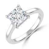 Princess Lab Created Diamond Cathedral Open Bridge Solitaire Engagement Ring in White Gold (MVSLG1354-W)