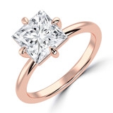 Princess Lab Created Diamond Compass Prong Solitaire Engagement Ring in Rose Gold (MVSLG1355-R)